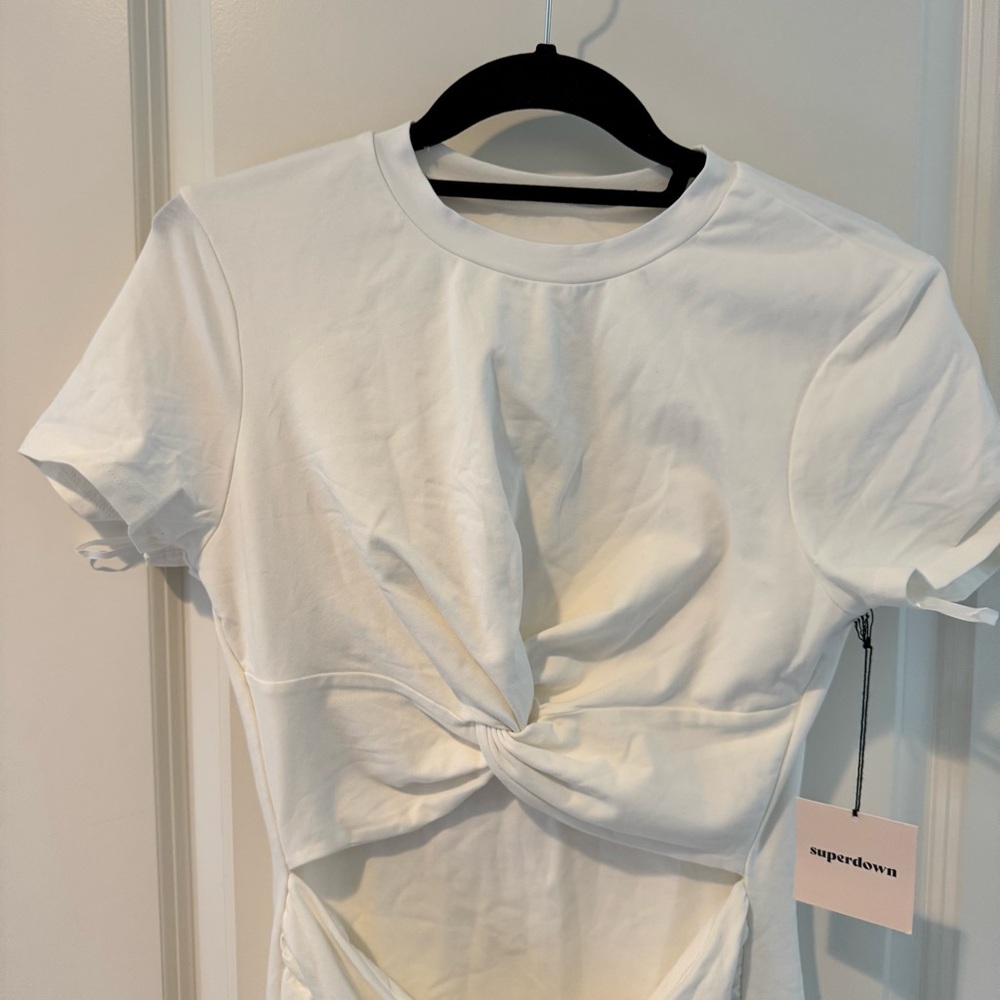 NWT Superdown White Maureen Jersey Mini Dress - Size L - Picture 6 of 10